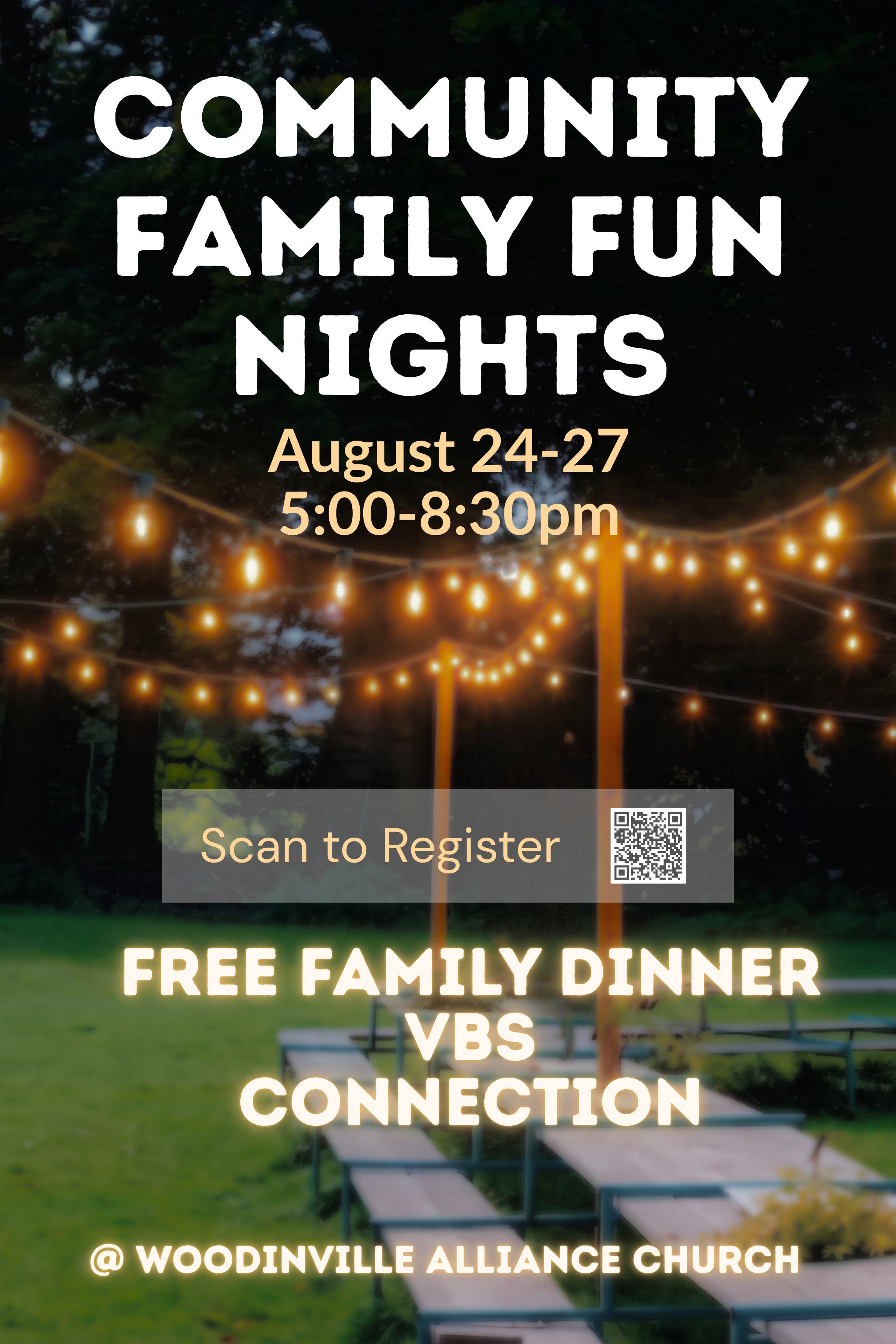 Family Fun Nights including free dinner, games and teaching for the kids