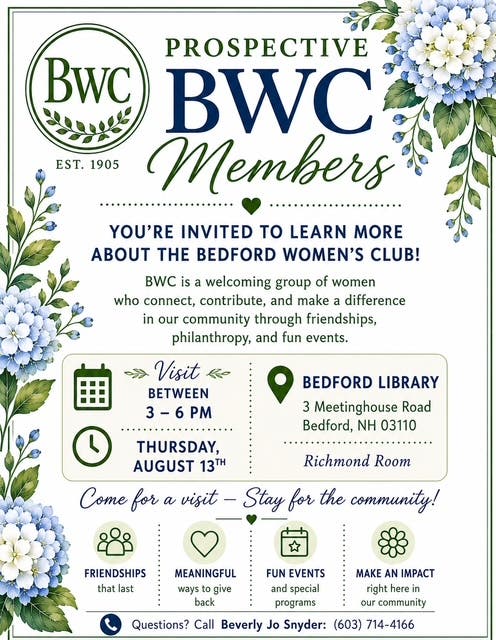 Bedford Women's Club to Host Social for Prospective Members