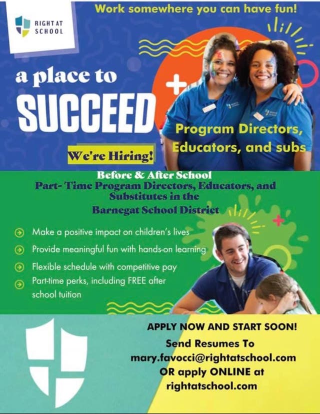 Right At School is hiring for the 20212022 school year! Barnegat, NJ
