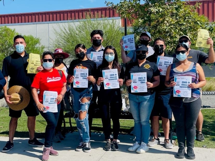 Elected officials, staff and volunteers canvassed across Anaheim to raise awareness about the vaccination clinic.