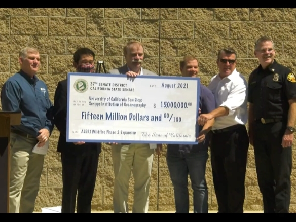 Senator Dave Min presented a $15 million check to UC San Diego Friday to fund state-of-the-art fire prevention technology.