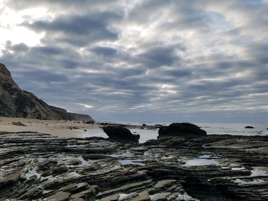A gray and cloudy day at Crystal Cove in Laguna Beach.