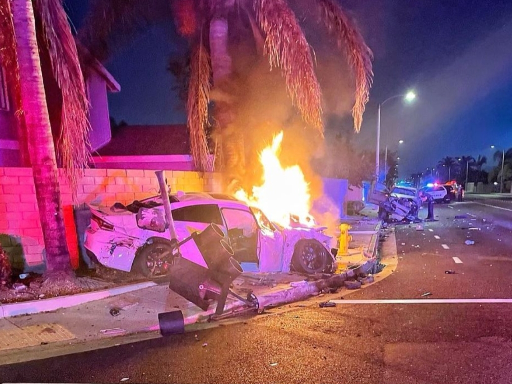 Two Los Angeles men were arrested in connection with stealing catalytic converters and leading Huntington Beach police officers on a vehicle chase that ended in an explosive crash.