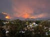 The Airport Fire burning in Trabuco Canyon as seen from Mission Viejo at 7:30 p.m. Monday.