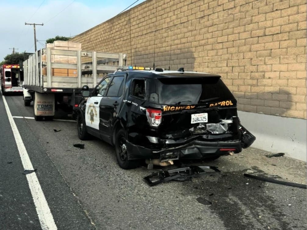 A motorist wanted for fleeing after crashing into the back of a California Highway Patrol vehicle and injuring an officer has been arrested, authorities said Wednesday. 