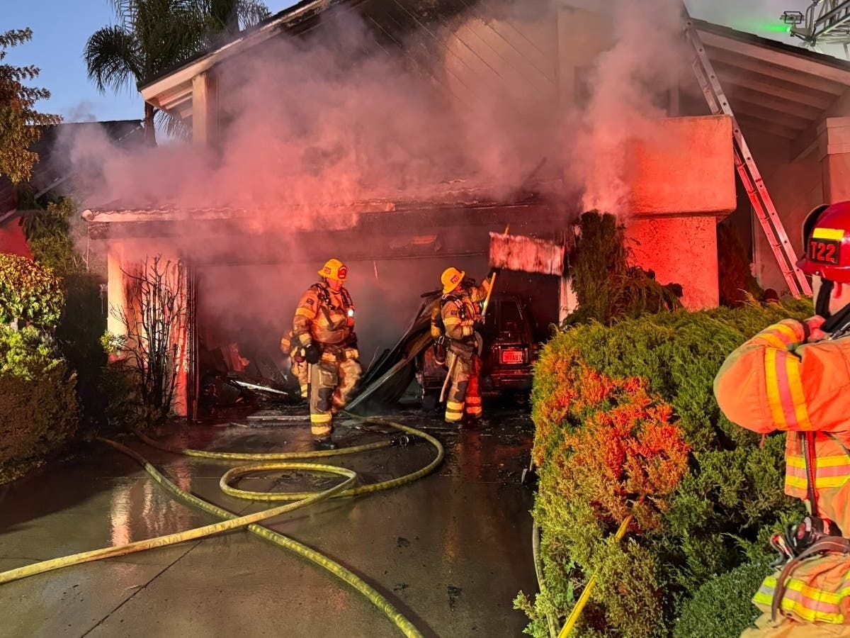 Firefighters saved a home in Mission Viejo after a fire ignited in the garage over the weekend, the Orange County Fire Authority reported. 