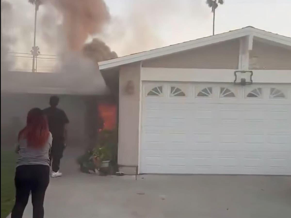 A fire broke out at around 10:50 p.m. Monday at a home on Flannel Avenue in Garden Grove, the Orange County Fire Authority said.