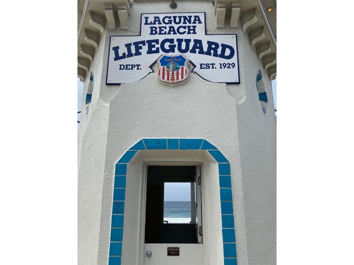 Laguna Beach shutterbug and self-described "poetographer" Janet Janszen was enjoying a stroll through Main Beach and noticed this striking window at the Laguna Beach Lifeguard Tower.