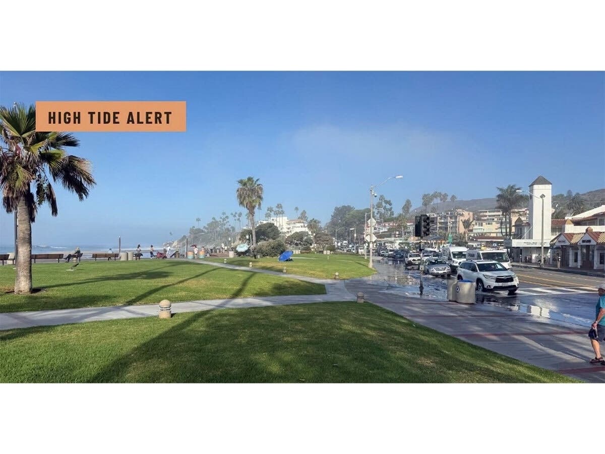 According to the City of Laguna Beach, residents can expect the flooded conditions on streets like Coast Highway and Broadway to linger as the next high tide rolls in at around 8:37 p.m. Thursday night.