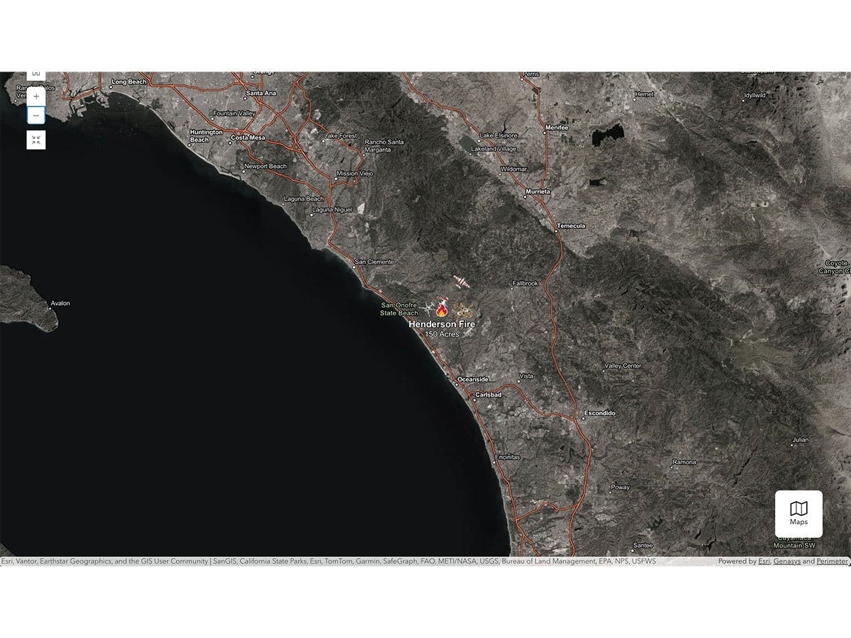 The fire was reported after 2 p.m. Thursday and was originally thought to be around three-acres in size, according to the nonprofit Wildfire information service Watch Duty.