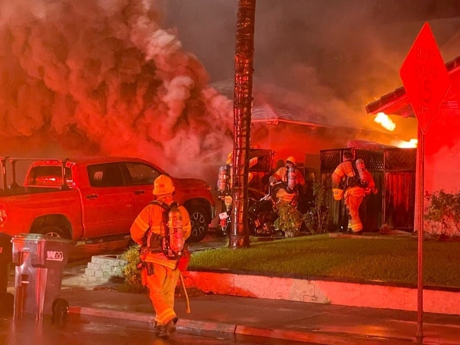The fire was reported at 8:15 p.m. in the 24000 block of San Andres Lane and drew around 35 firefighters to the scene.