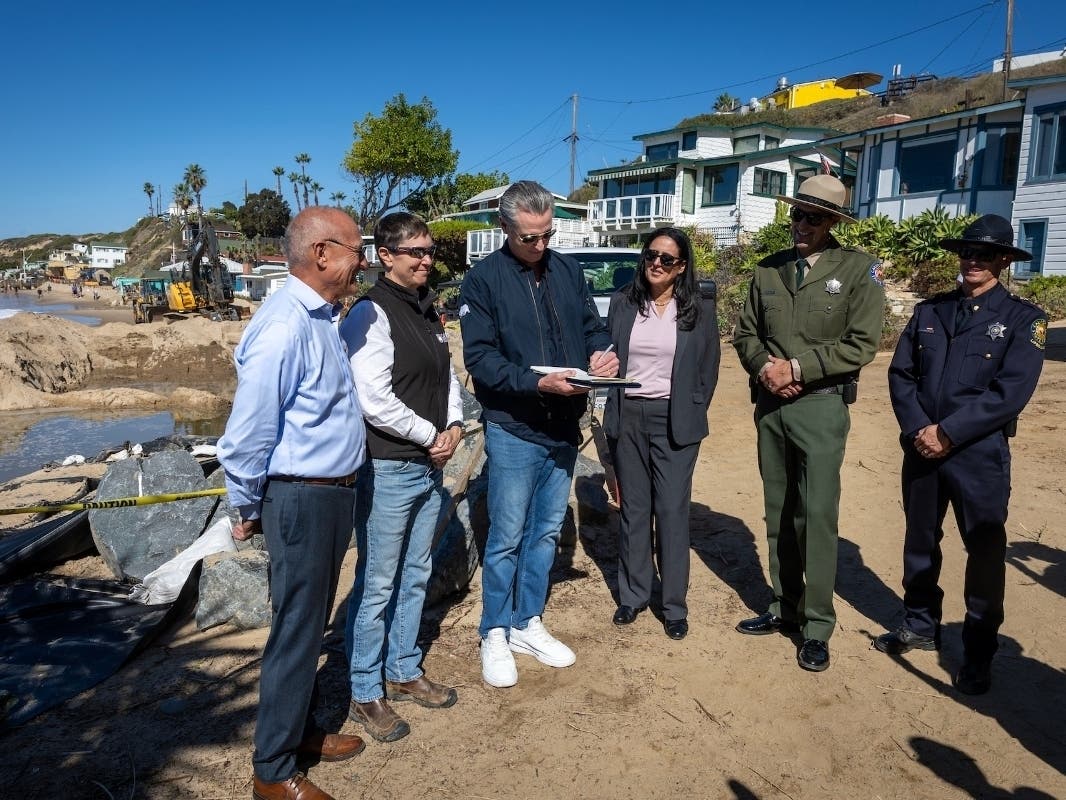 During the Tuesday morning visit, Newsom directed state agencies to prepare Highway 1 and surrounding communities for potential El Niño storm damage and address longer-term climate threats.