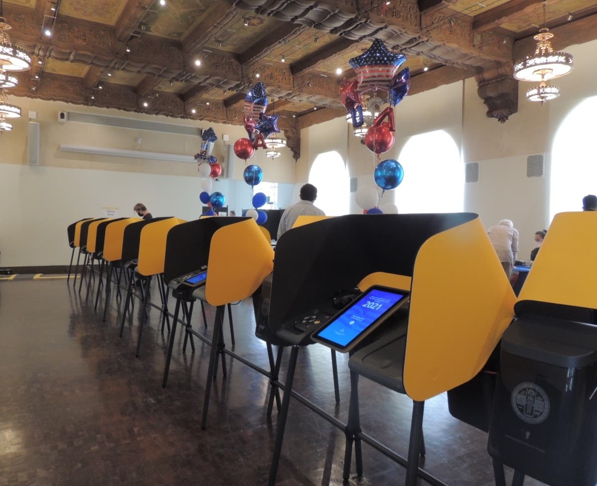 Los Angeles residents vote at a Beverly Hills polling site Tuesday. 