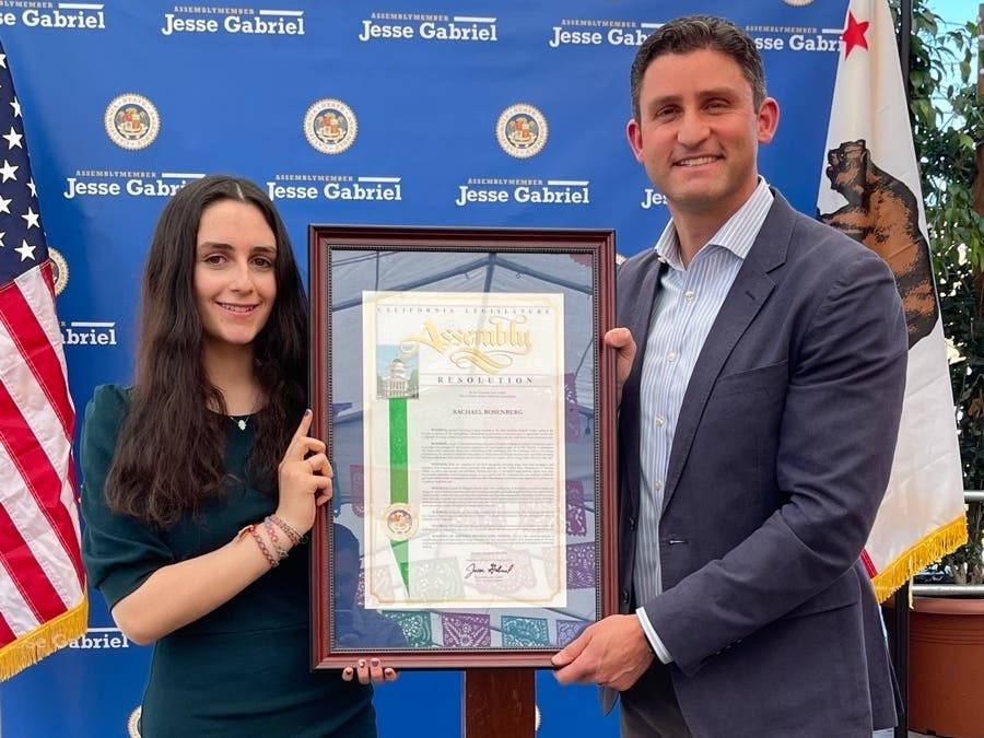 Rachael Rosenberg, a San Fernando Valley teen and founder of the nonprofit Bundles of Kindness, was recognized by Assemblymember Jesse Gabriel for her activism on Nov. 14. 