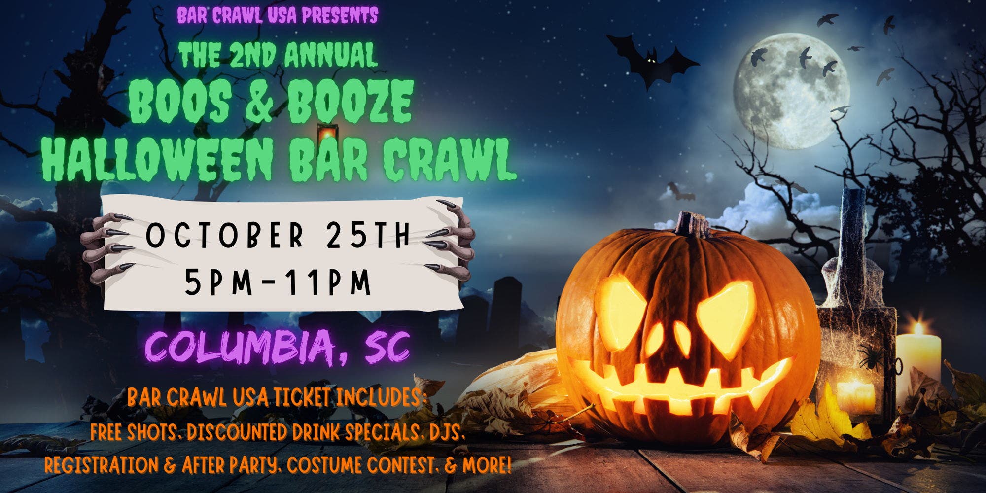 Columbia Boos & Booze Halloween Bar Crawl: 2nd Annual, October 25th