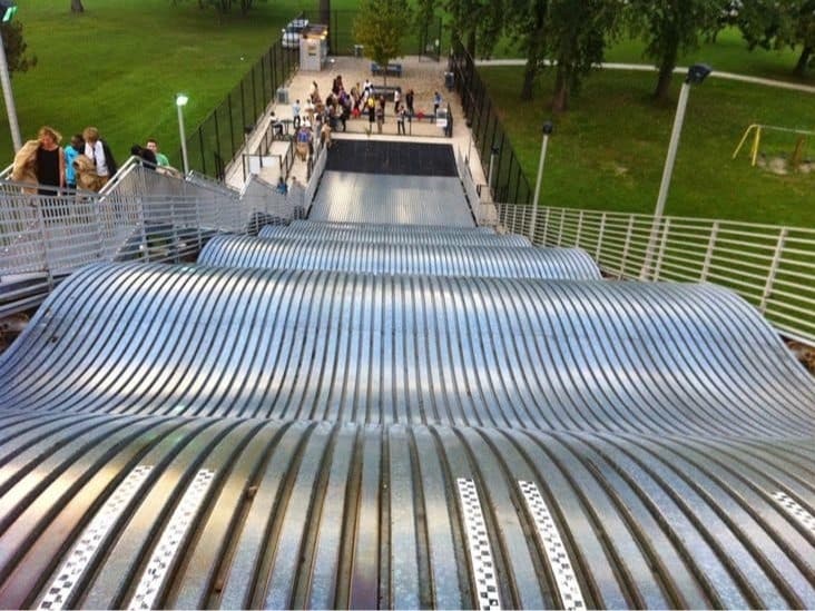 The slide is expected to be open for the next two weekends on Friday, Saturday and Sunday from 11 a.m. to 3 p.m. It's $1 a ride and you must be 48" or taller to ride.​
