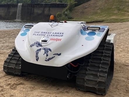 The BeBot, a cutting-edge litter removal robot, to be deployed on Belle Isle and the Detroit River, offers rapid, electric cleaning and data collection to combat plastic pollution.