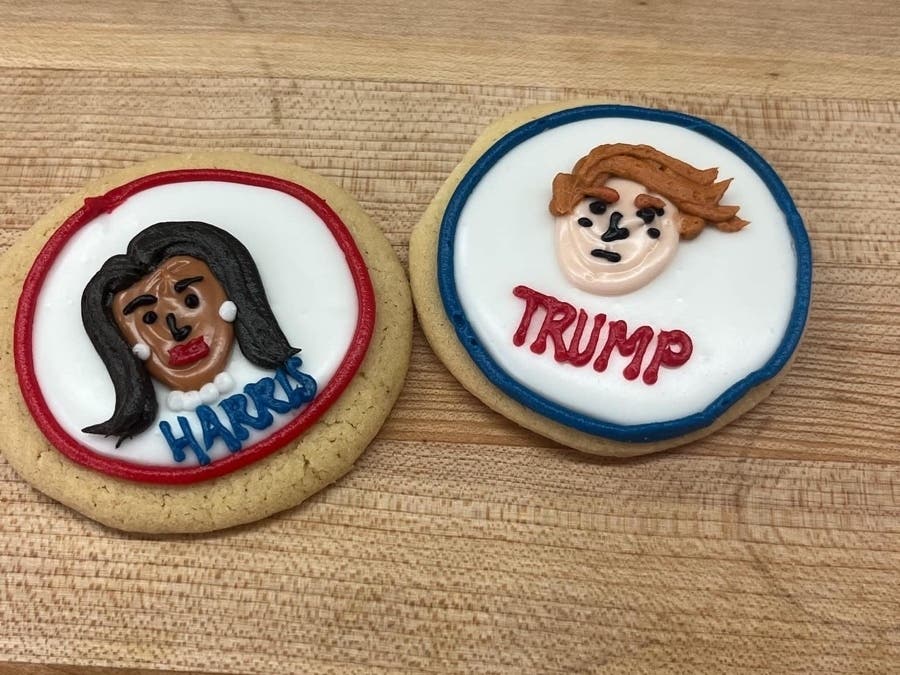 A west Michigan ​bakery is serving up cookies featuring Vice President Kamala Harris and former President Donald Trump​ through Election Day.