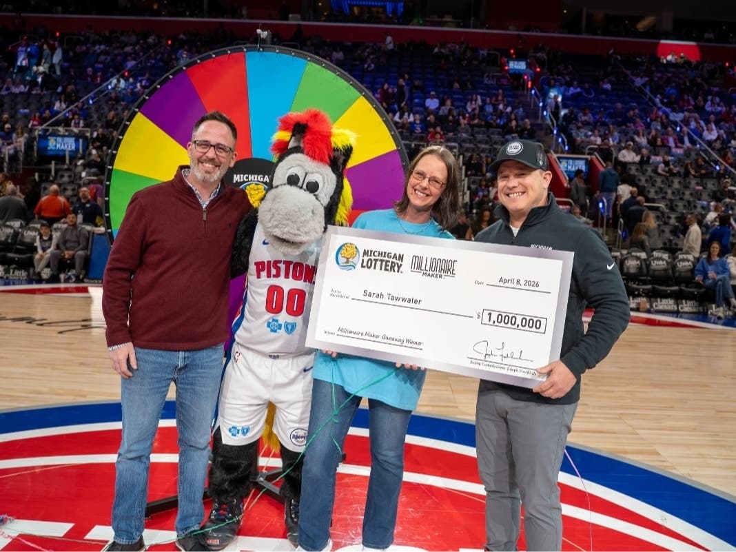 Sarah Tawwater, 44, won the $1 million grand prize at the Millionaire Maker Second Chance live event that took place during the Pistons game at the Little Caesars Arena on April 8, according to lottery officials.
