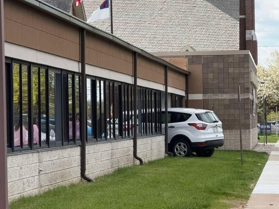 The crash happened at Immanuel Lutheran Church, School and Preschool, located on 21 Mile near Romeo Plank Road in Macomb Township, according to officials.