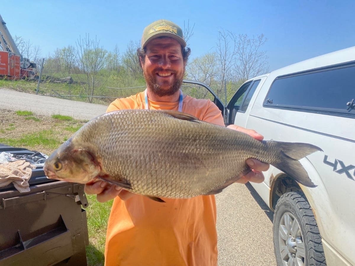 Sedrick Neinhuis was spincasting on the Grand River in Kent County in the afternoon on April 22 when he reeled in the record-breaking gizzard shad.