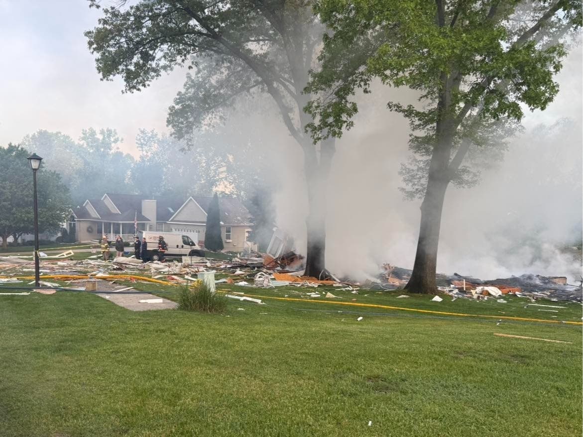 The explosion happened at 4 a.m. Tuesday at a home in the 5700 block of Rollaway Drive in Plainfield Township, according to the Kent County Sheriff's Office.