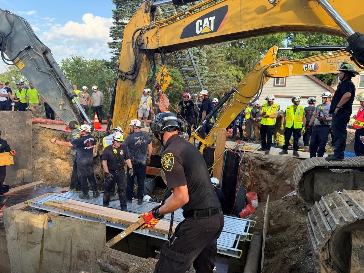 The 50-year-old Swartz Creek man was working on a sanitary sewer in the trench in the 20 block of Brabb Road at 3:46 p.m. when it collapsed, officials said.