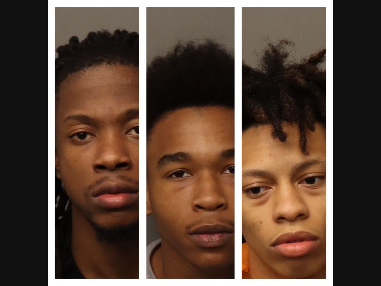 El-Hadji Doumbouya, 23, from Ypsilanti, (left), Jaylen Jackson, 19, of Canton (center) and Seth Priester, 18, of Canton (right) were each charged in connection with the shooting, according to police.