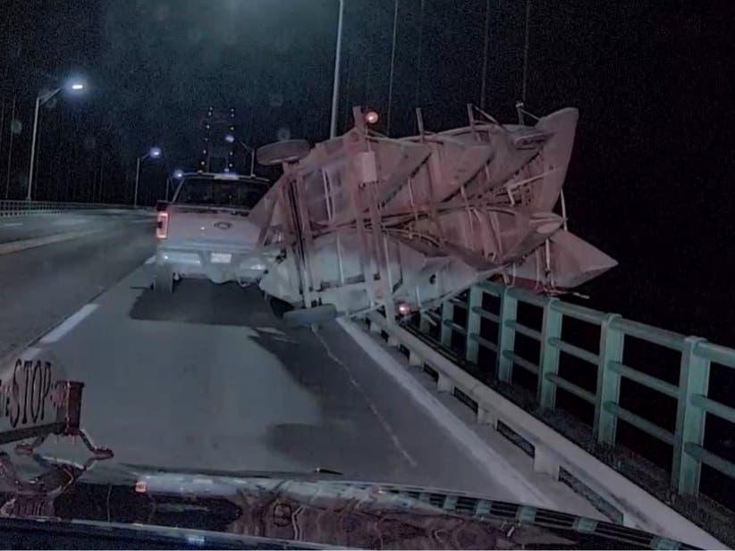 The incident happened at 11:12 p.m. Saturday in the northbound lanes on the bridge, according to police.