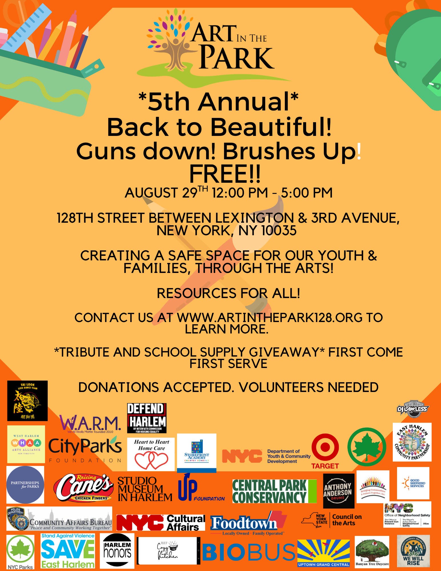 5th Annual Art In The Park- Back to Beautiful Guns Down Brushes up!