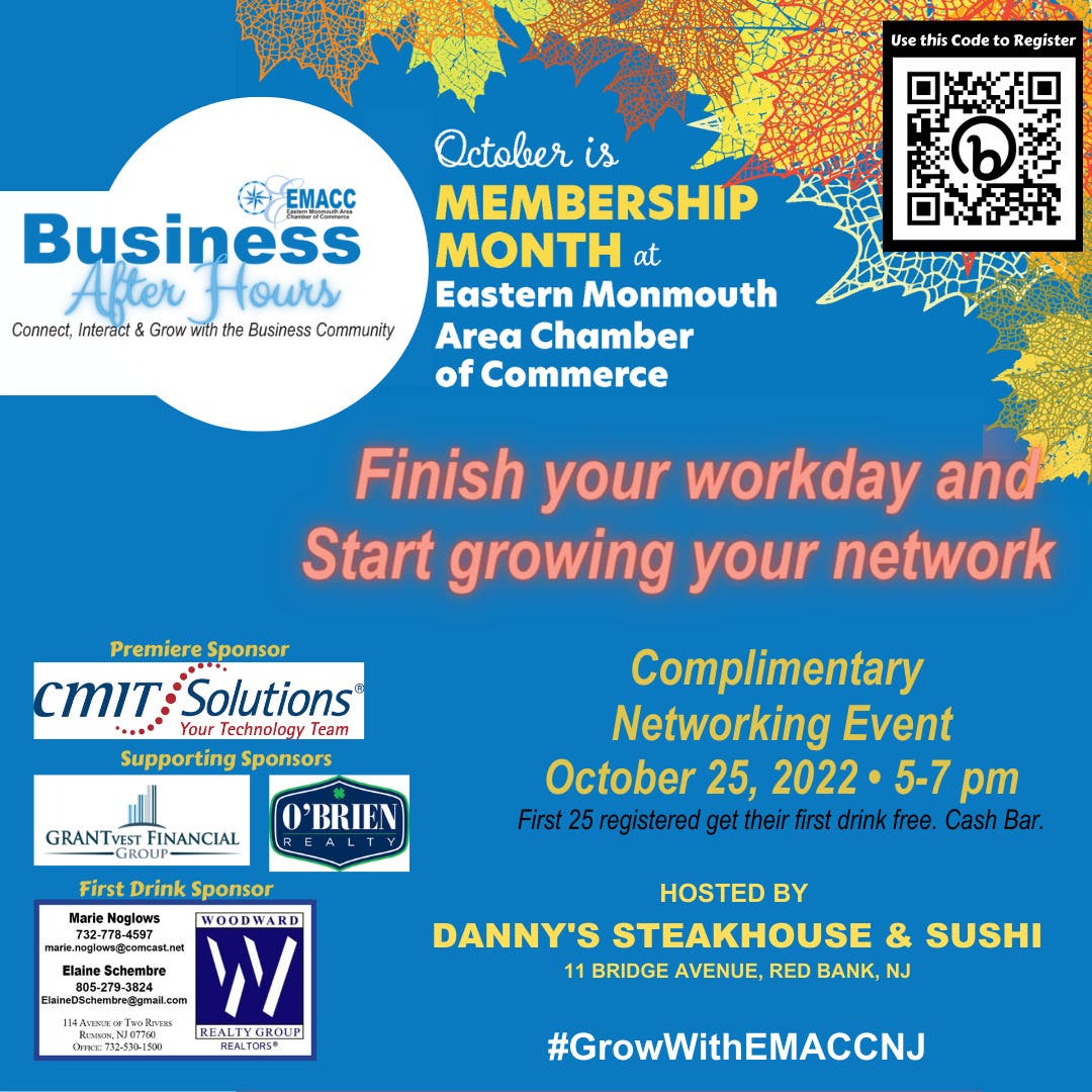 Oct 25 | Eastern Monmouth Area Chamber of Commerce Complimentary Business  After Hours Networking Event! | Red Bank, NJ Patch