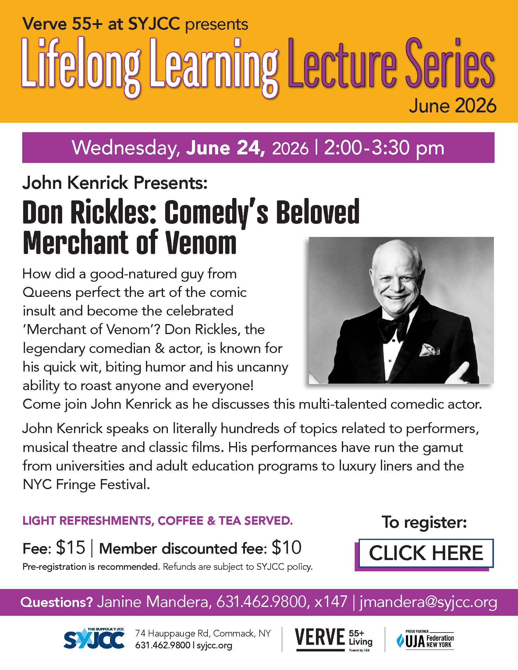 Lifelong Learning Series- Don Rickles: Comedy's Beloved Merchant of Venom