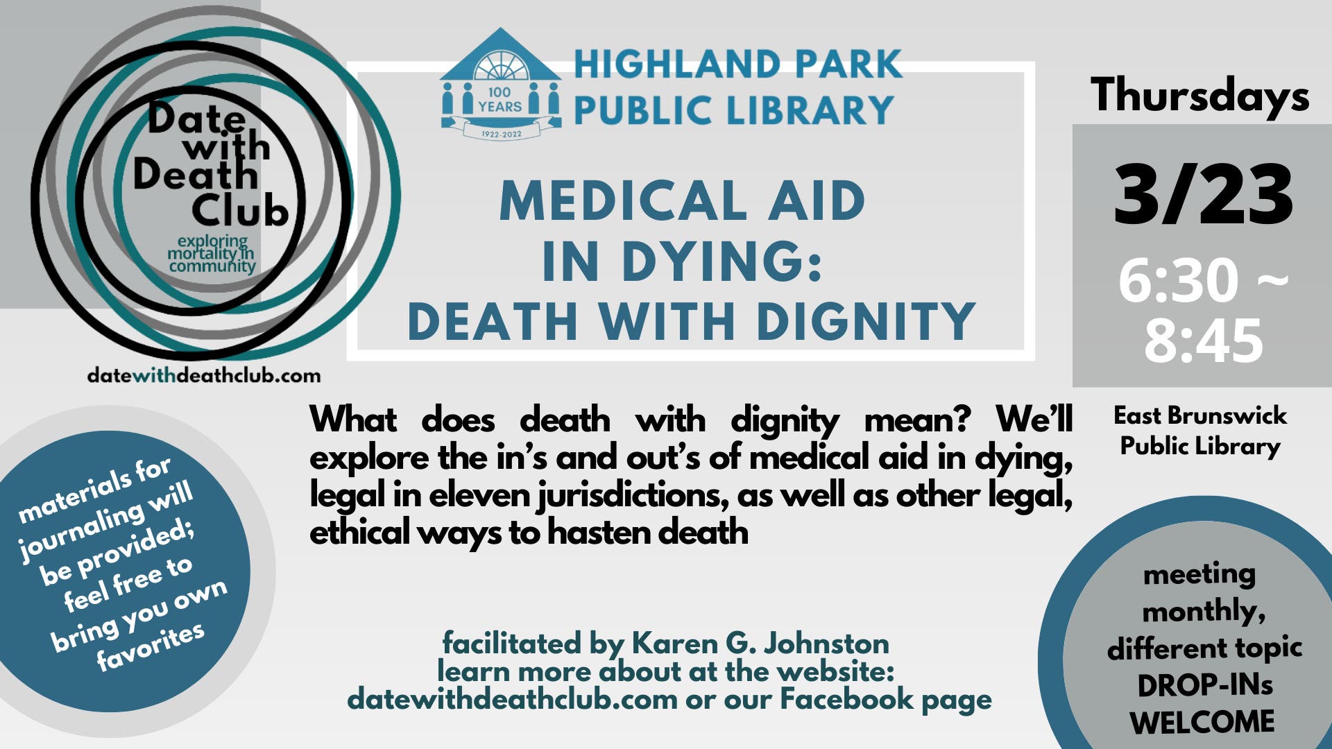 Mar 23 Medical Aid In Dying Date With Death Club Presentation New Brunswick NJ Patch