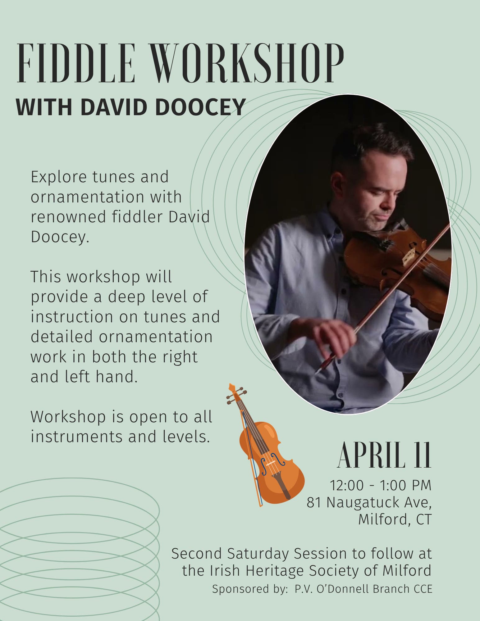 Fiddle Workshop with David Doocey sponsored P.V. O'Donnell CCE