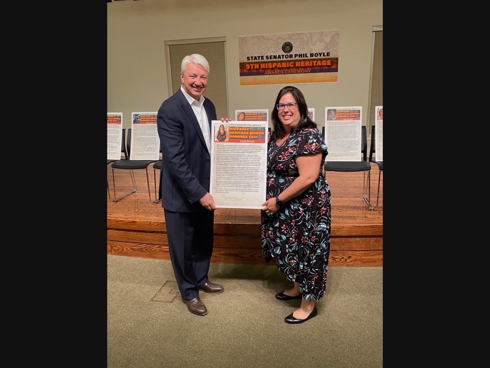 North Babylon School District’s Director of Social Studies K to 12 Krystle
Barnett was selected as an honoree for New York State Senator Phil Boyle’s 9th Annual
Hispanic Heritage Month Awards ceremony.