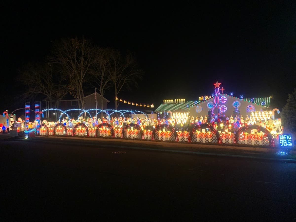 Anthony Imperati's light display, located at 40 Pace Drive S​., features more than 600 blow-molds and is synchronized to 98.5FM