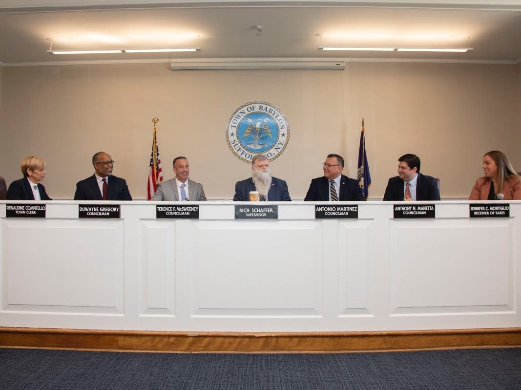 Elected officials gathered last week to celebrate the 150th Town Board Meeting.