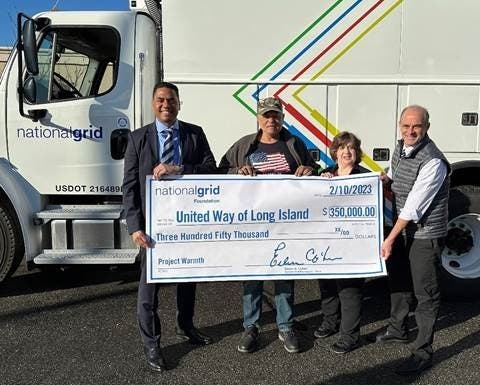 The National Grid Foundation presented United Way of Long Island with a $350,000 grant on Tuesday.