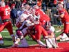 Seniors Jack Cascadden (21) and Will Peters (42) appear to make the tackle for the safety.