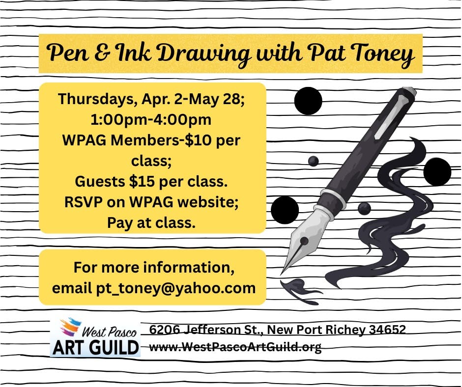 Pat Pen Apr 2 | Pen & Ink Drawing with Pat Toney | New Port Richey, FL Patch