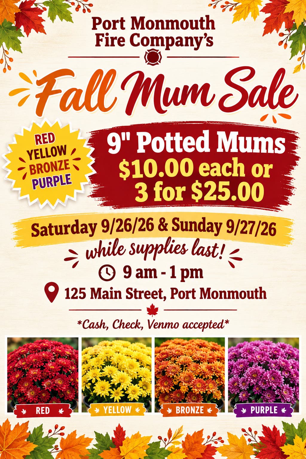 Port Monmouth Fire Company's Fall Mum Sale