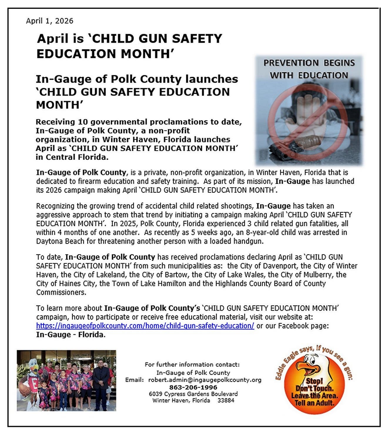 APRIL is Child Gun Safety Education Month