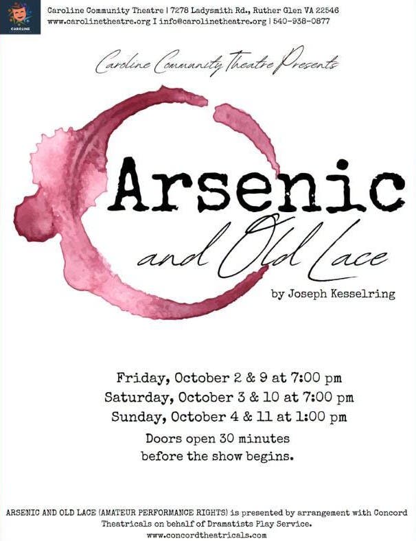 Caroline Community Theatre proudly presents Arsenic and Old Lace