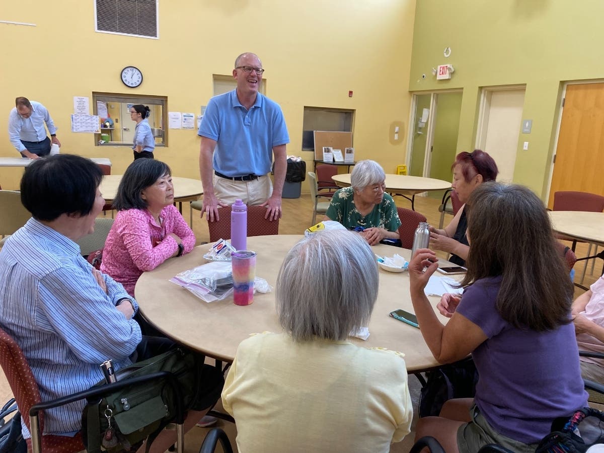 Senator Lewis at the Malden Senior Center for an Ice Cream Social, July 2023
