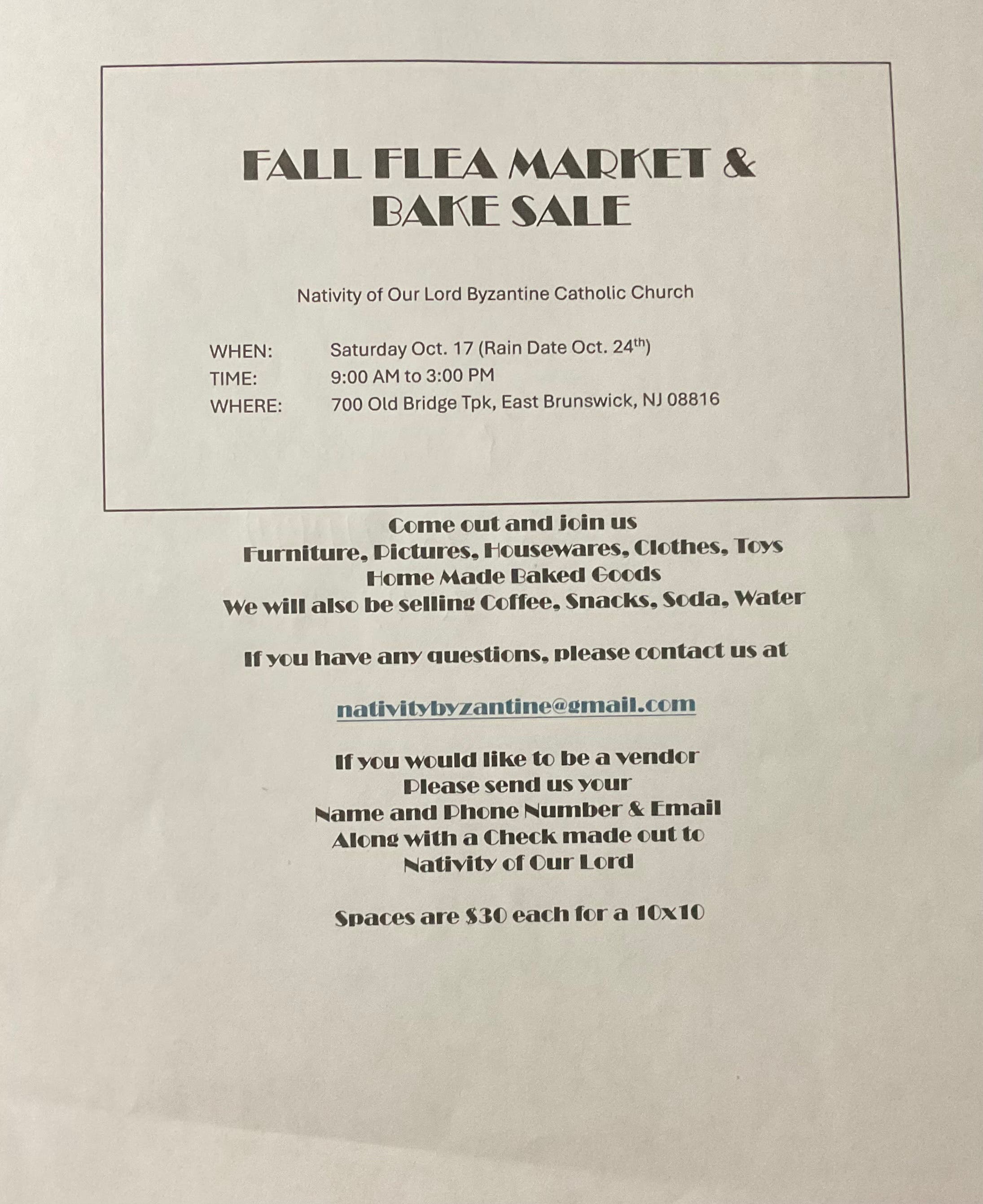 Fall Flea Market & Bake Sale