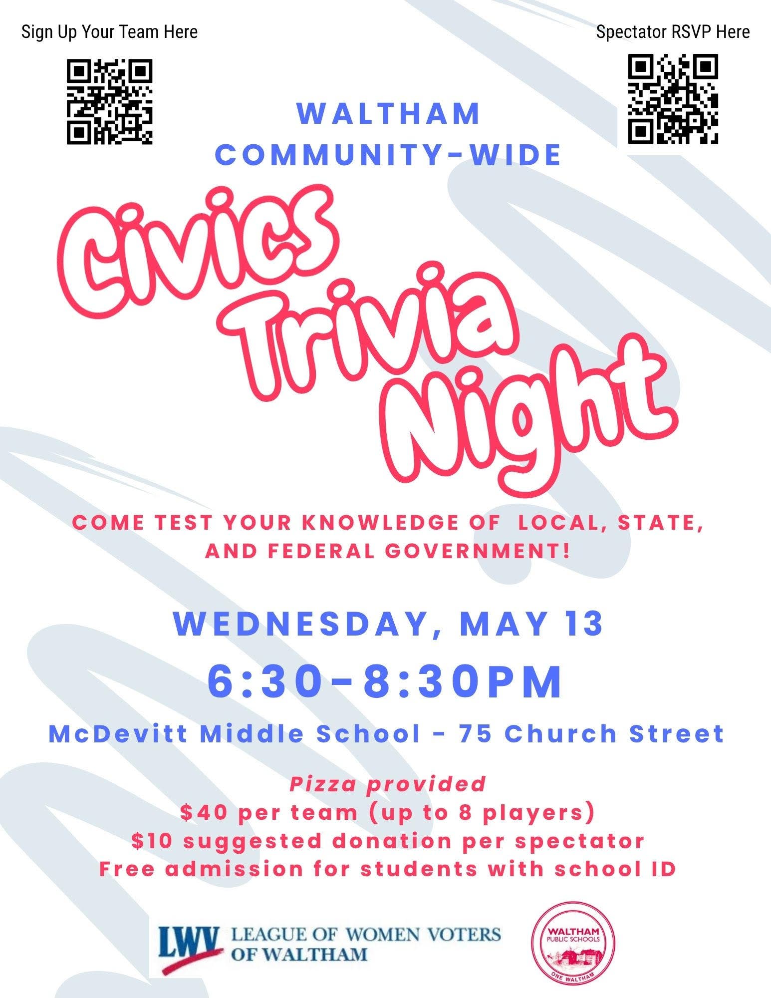 Waltham Community-Wide Civics Trivia Night