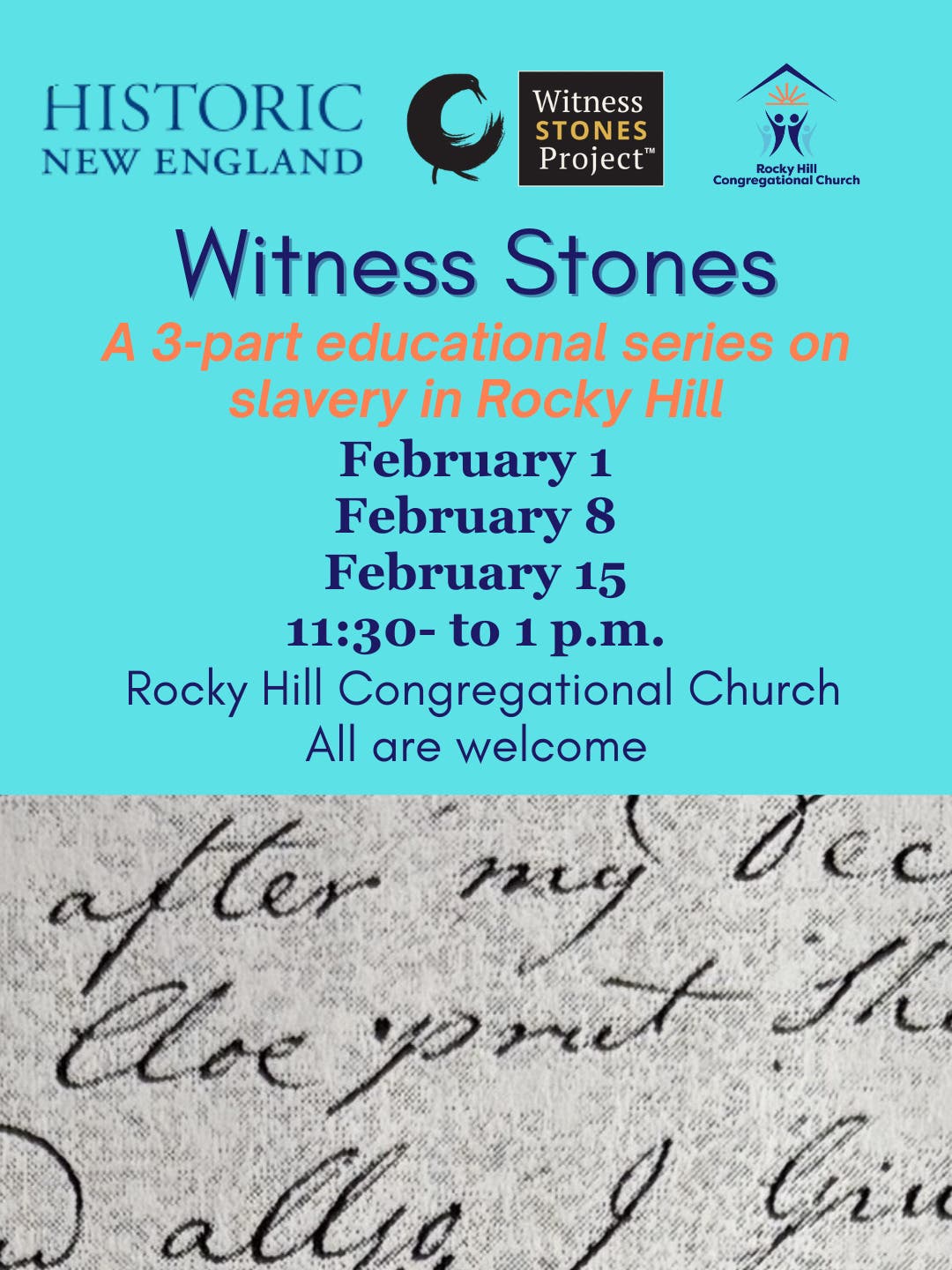 RESCHEDULED: Witness Stones: Slavery in Rocky Hill Education Series