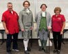 AMVETS National Ladies Auxiliary, National President Joan Sirek (right), and AMVETS National Headquarters' National Commander Greg Heun (left) enjoyed a conversation with Thomas Jefferson and John Adams, portrayed by Steve Edenbo and Peyton Dixon.
