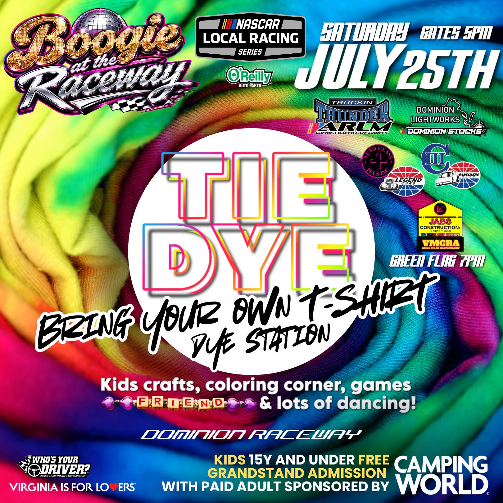 Kids Crafts & Boogie at the Raceway NASCAR Race Night (Kids FREE)
