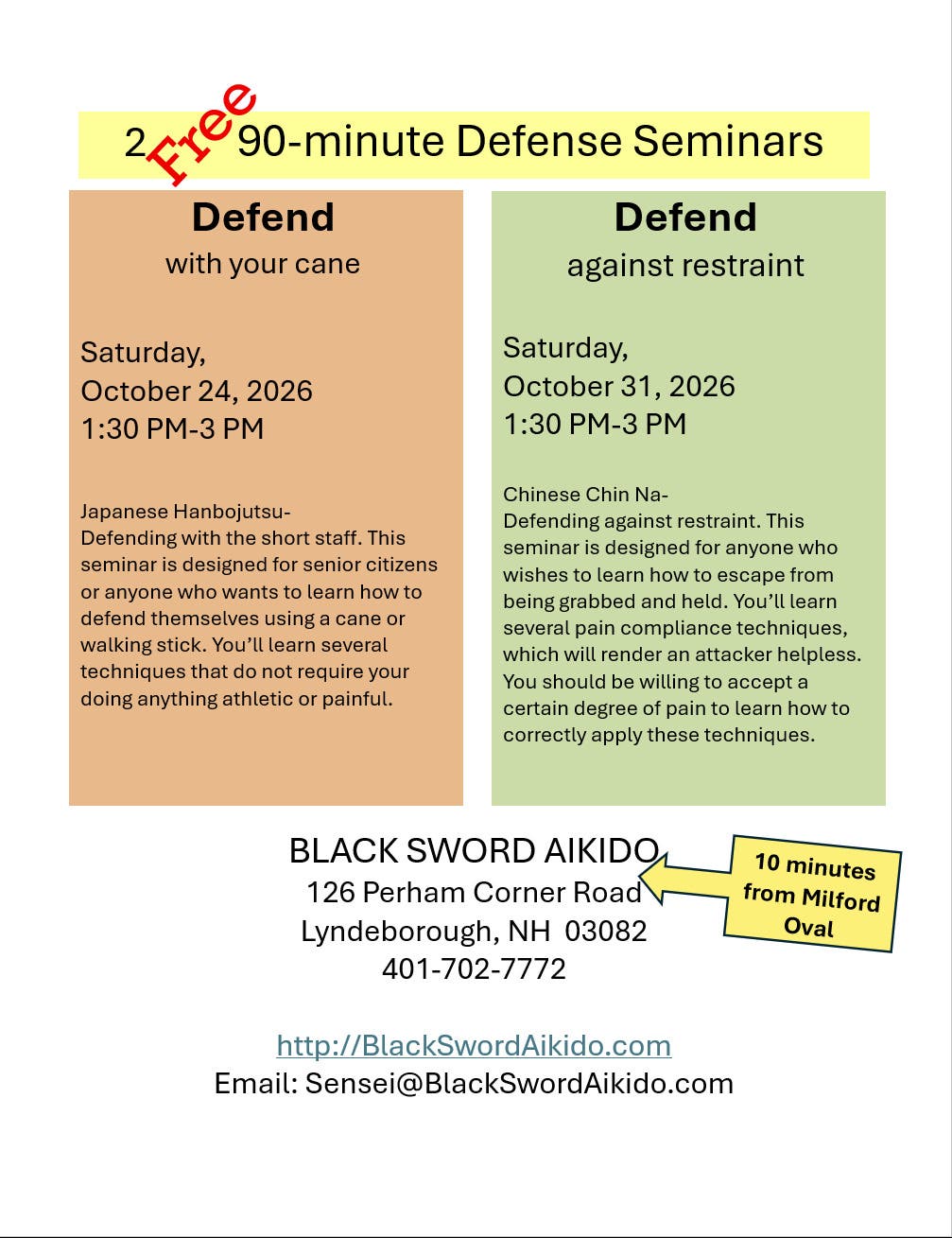 2 Free 90-minute Defense Seminars